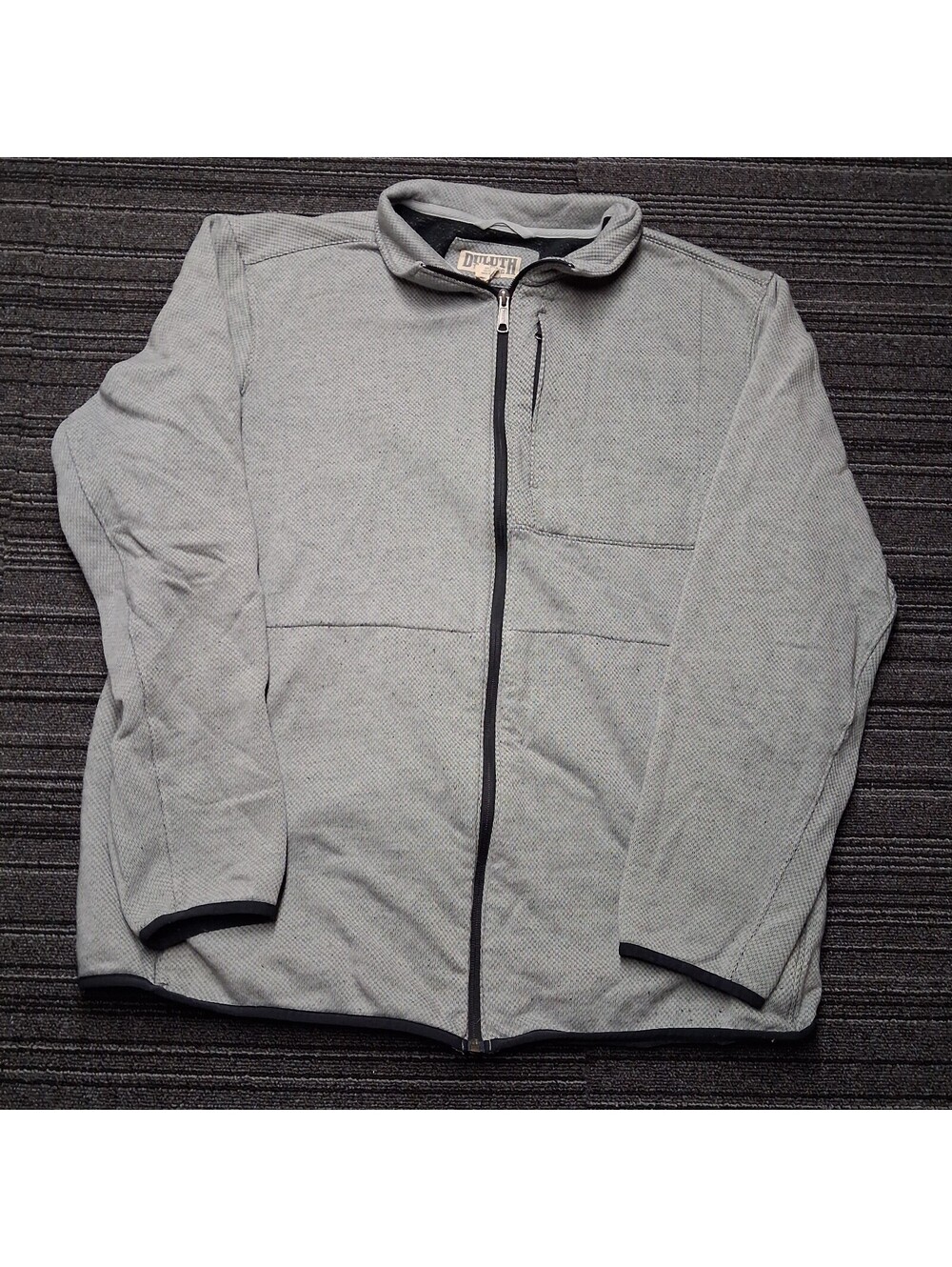 Duluth Trading Co Sweater Jacket Mens XL Tall Gray Full Zip Knit Cotton Blend